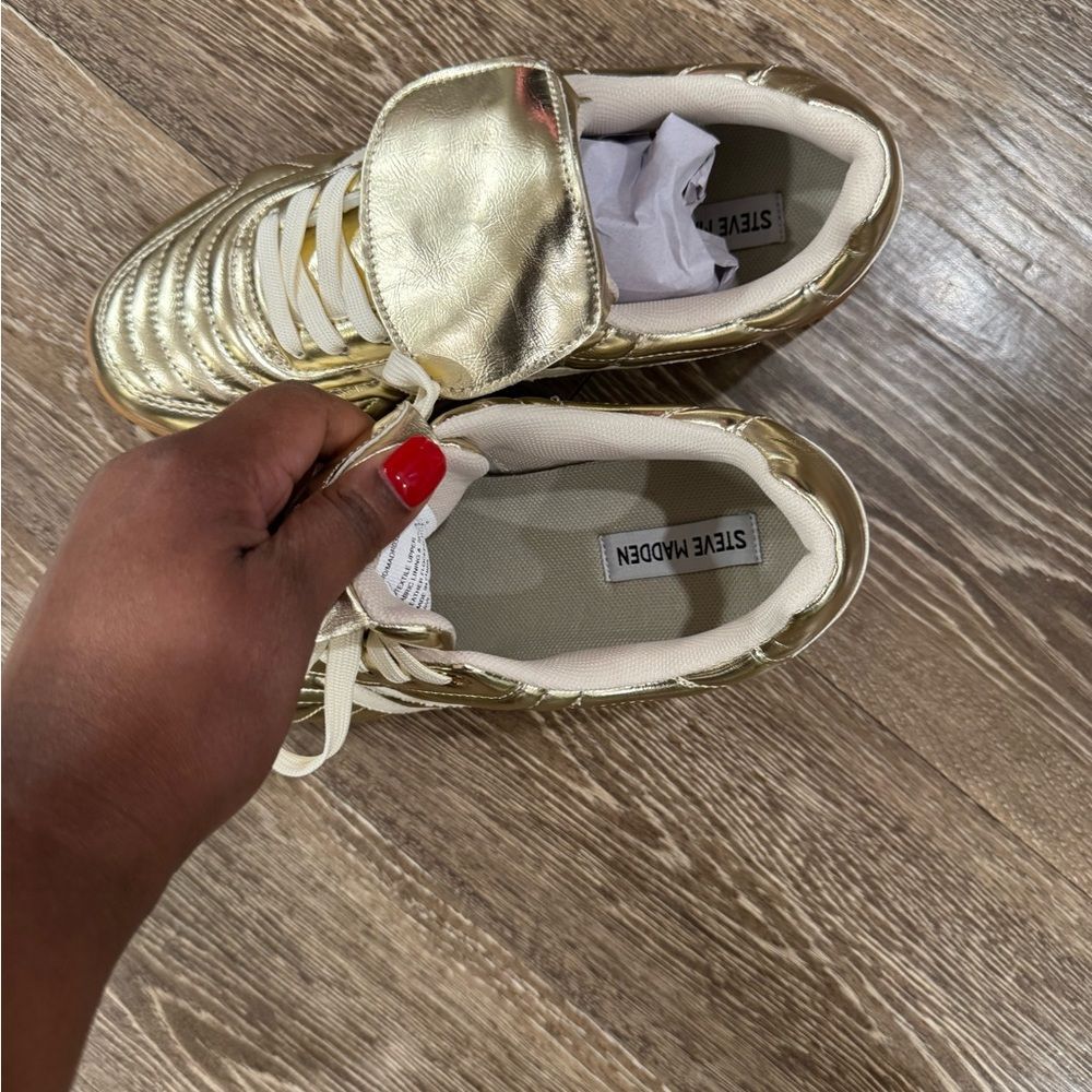 Steve Madden Metallic Gold Sneakers - Picture 8 of 10